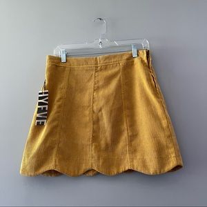NWT HYFVE Yellow Corduroy Mini Skirt Size Large